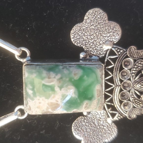 New Variscite and Peridot 925 Silver Necklace. - Picture 7 of 12